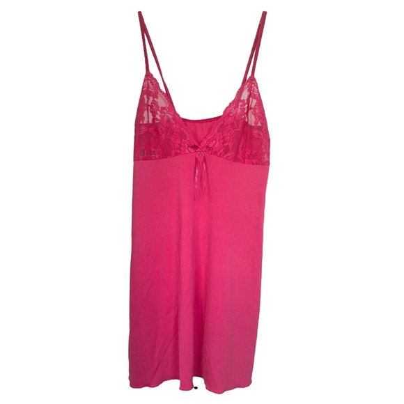 Le Jardin Women's Chemise Mini Sleep Dress Sleeveless Size M Pink w/ Lace - Picture 1 of 6